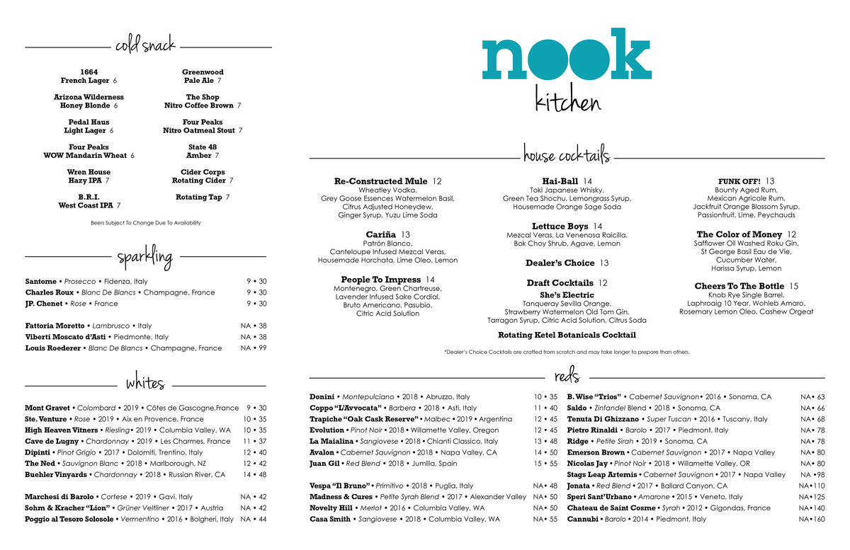 Nookkitchen Menu Cocktails 7 12 22 