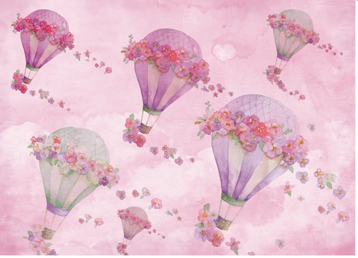 Newborn Backdrop pink hot air balloons