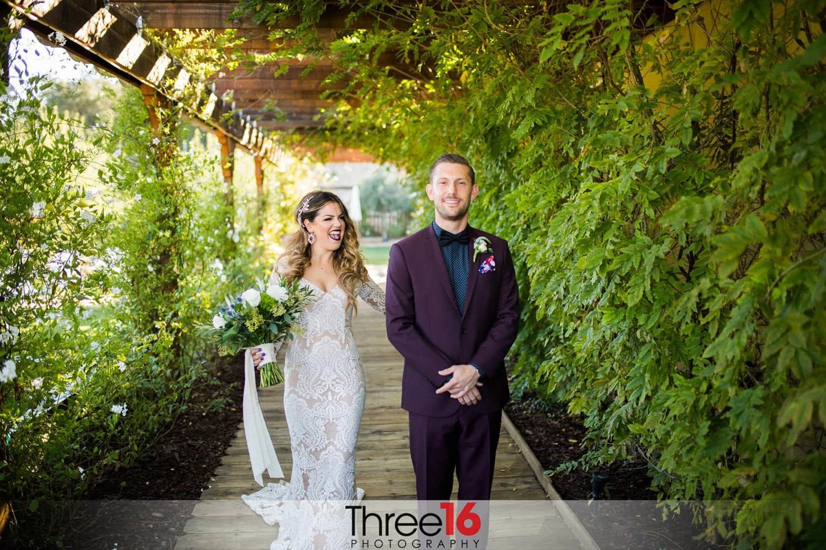 Bride surprising the groom