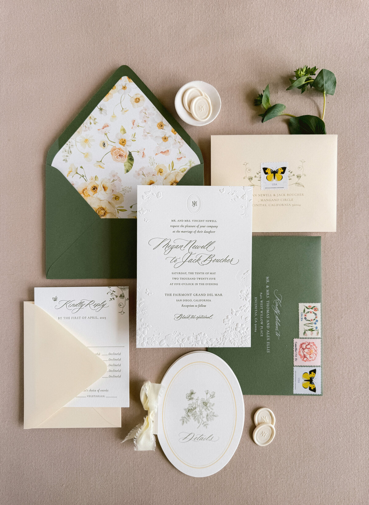 Letterpress and sculpted embossing in Orange County, California