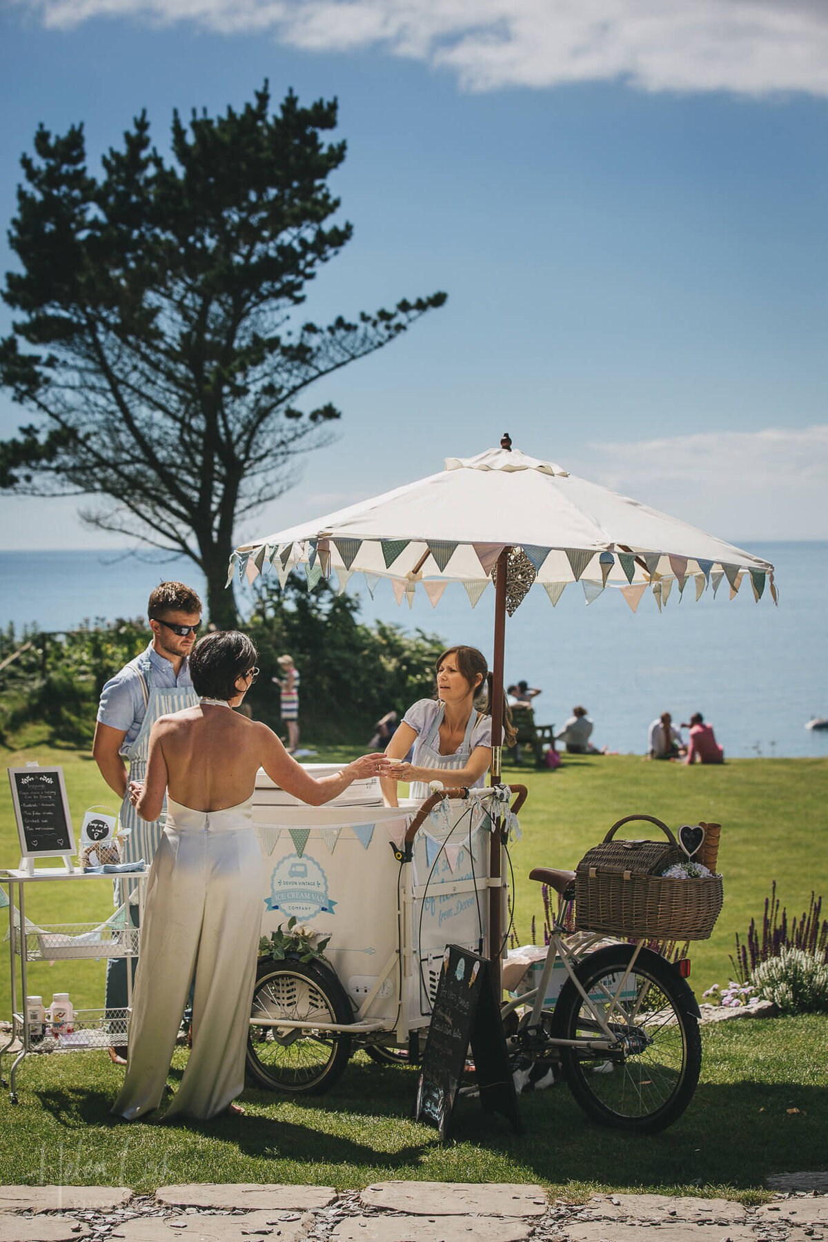 guests collecting ice cream from an ice cream cart