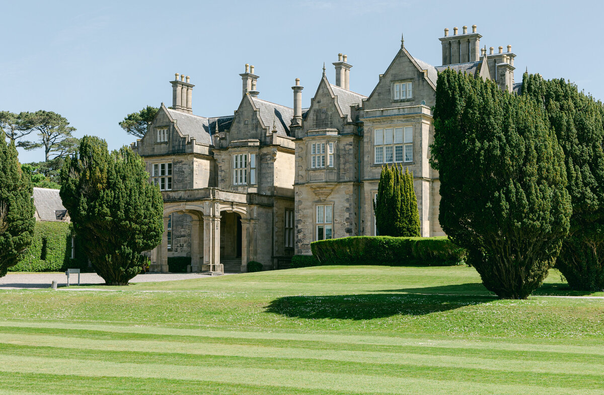 Luxury fine art castle located in Ireland captured during a destination wedding