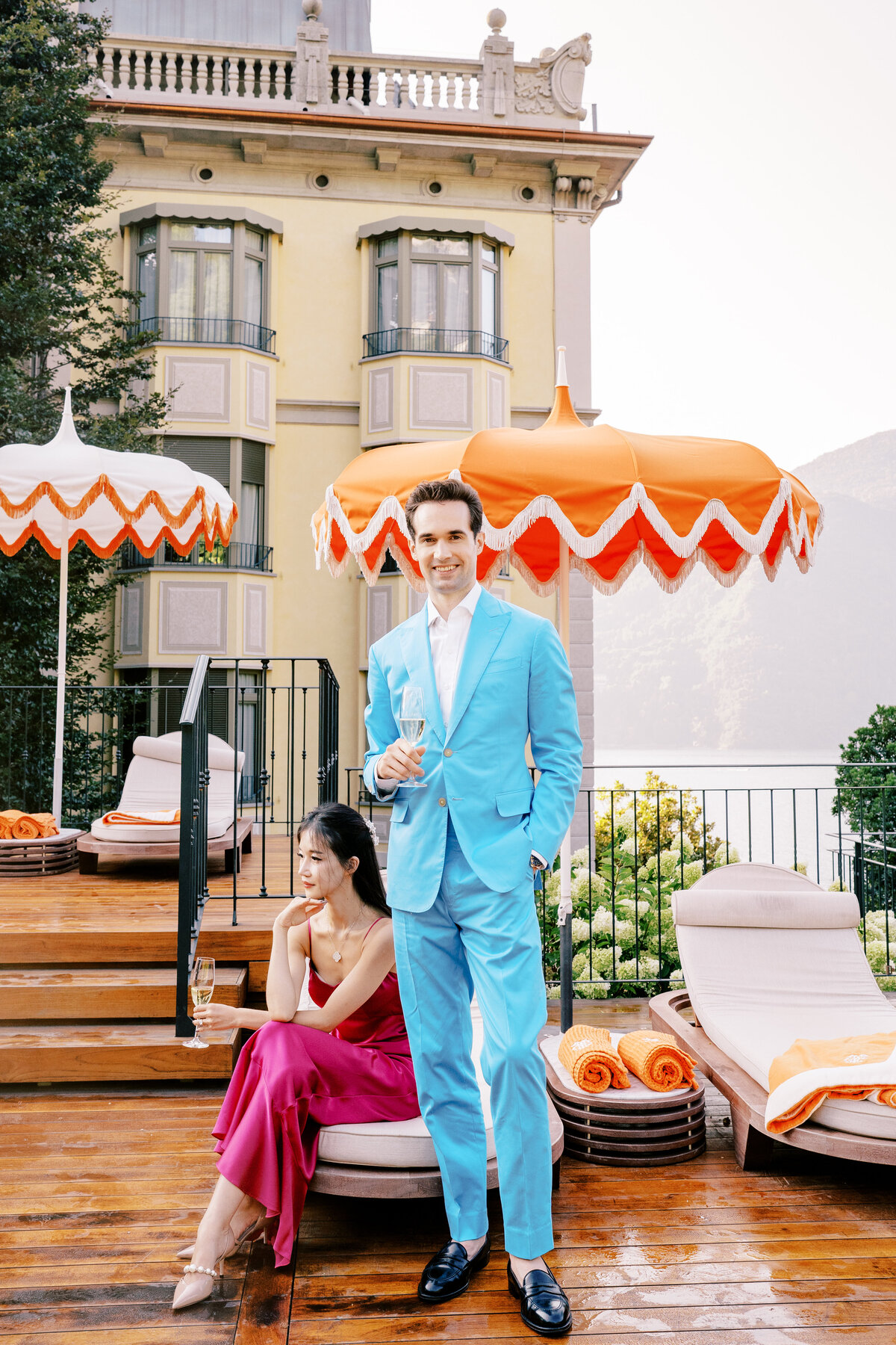 Engagement session at Grand Hotel Tremezzo on Lake Como in Italy photographed by Lake Como Photographer