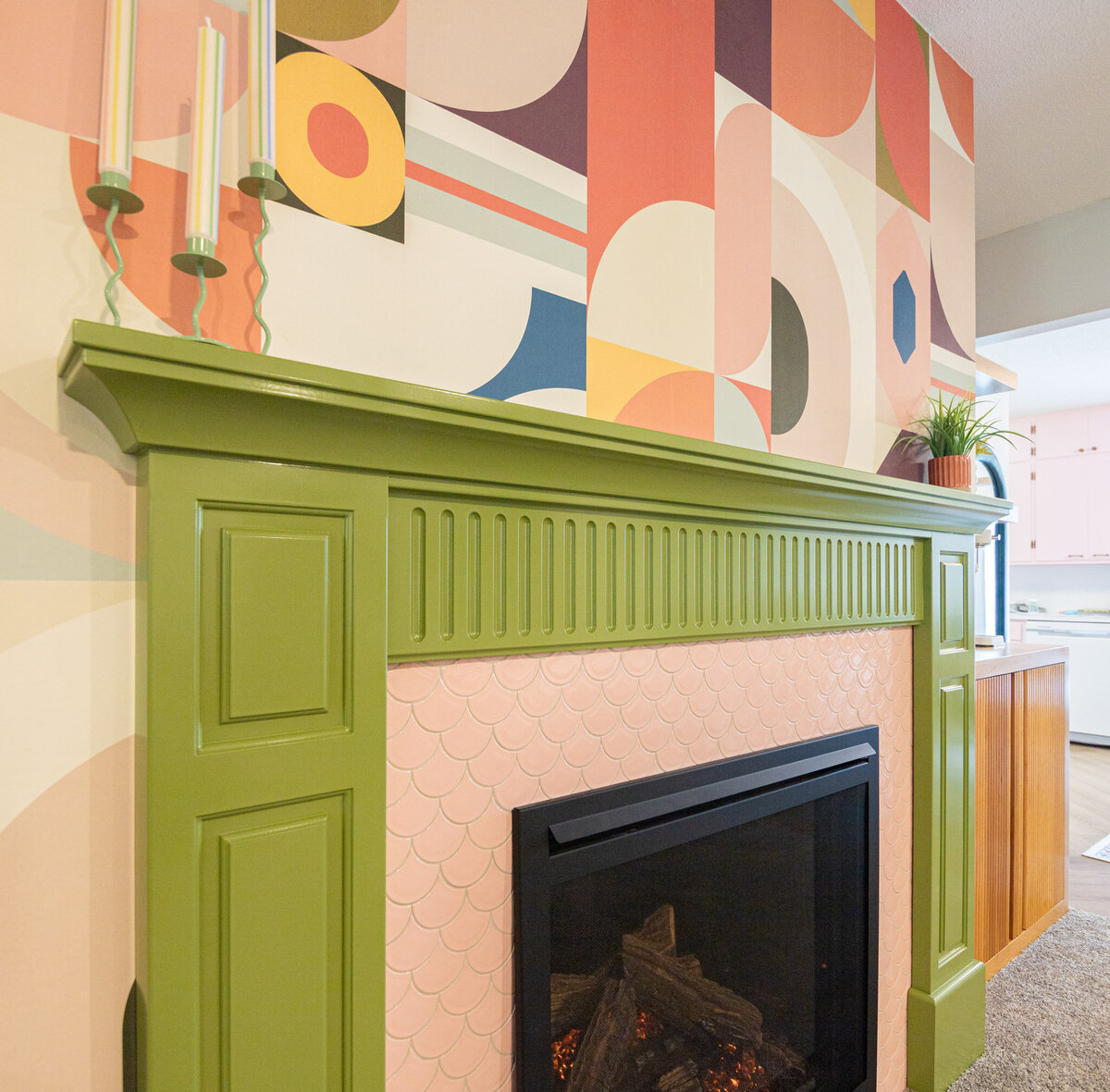 chartreuse fireplace design