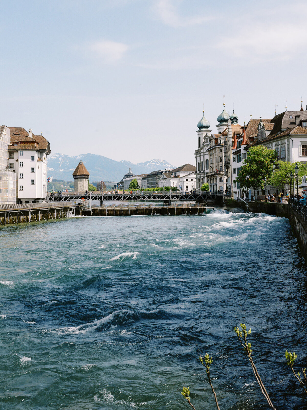 The river Reuss in Lucerne, Switzerland during an engagement session