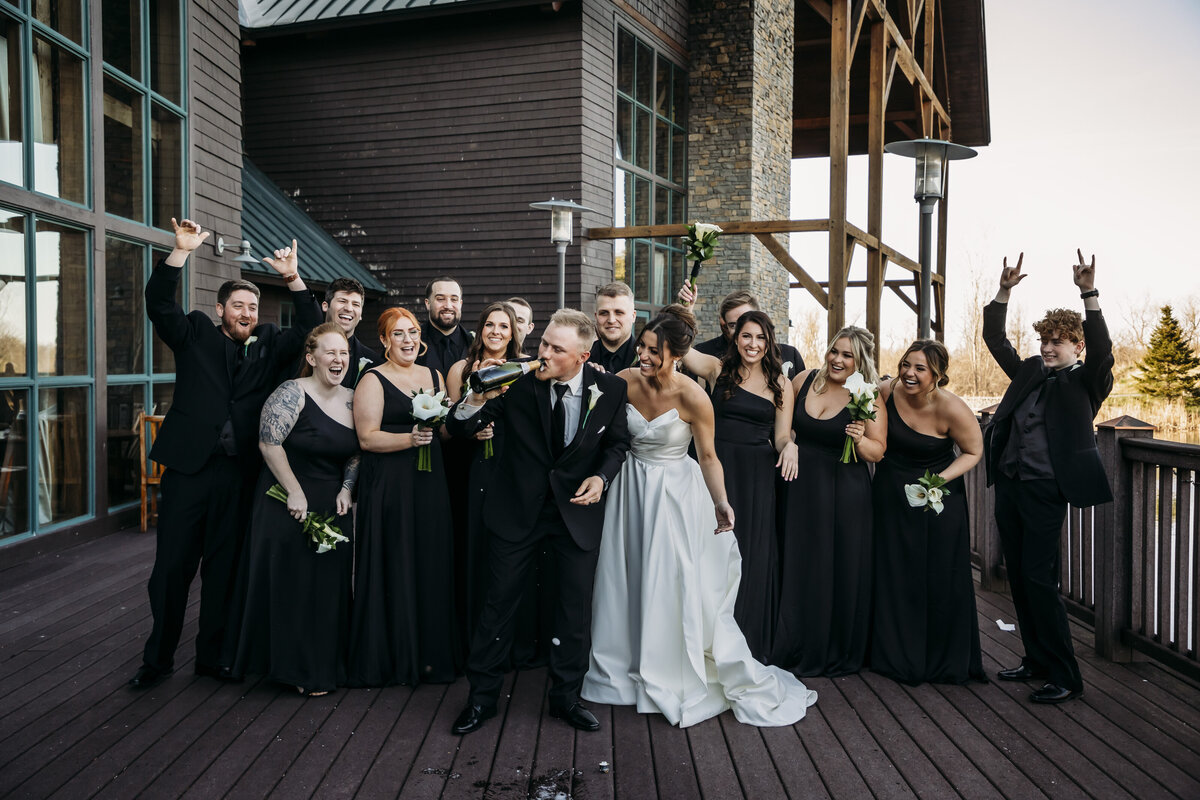 bridal party having fun