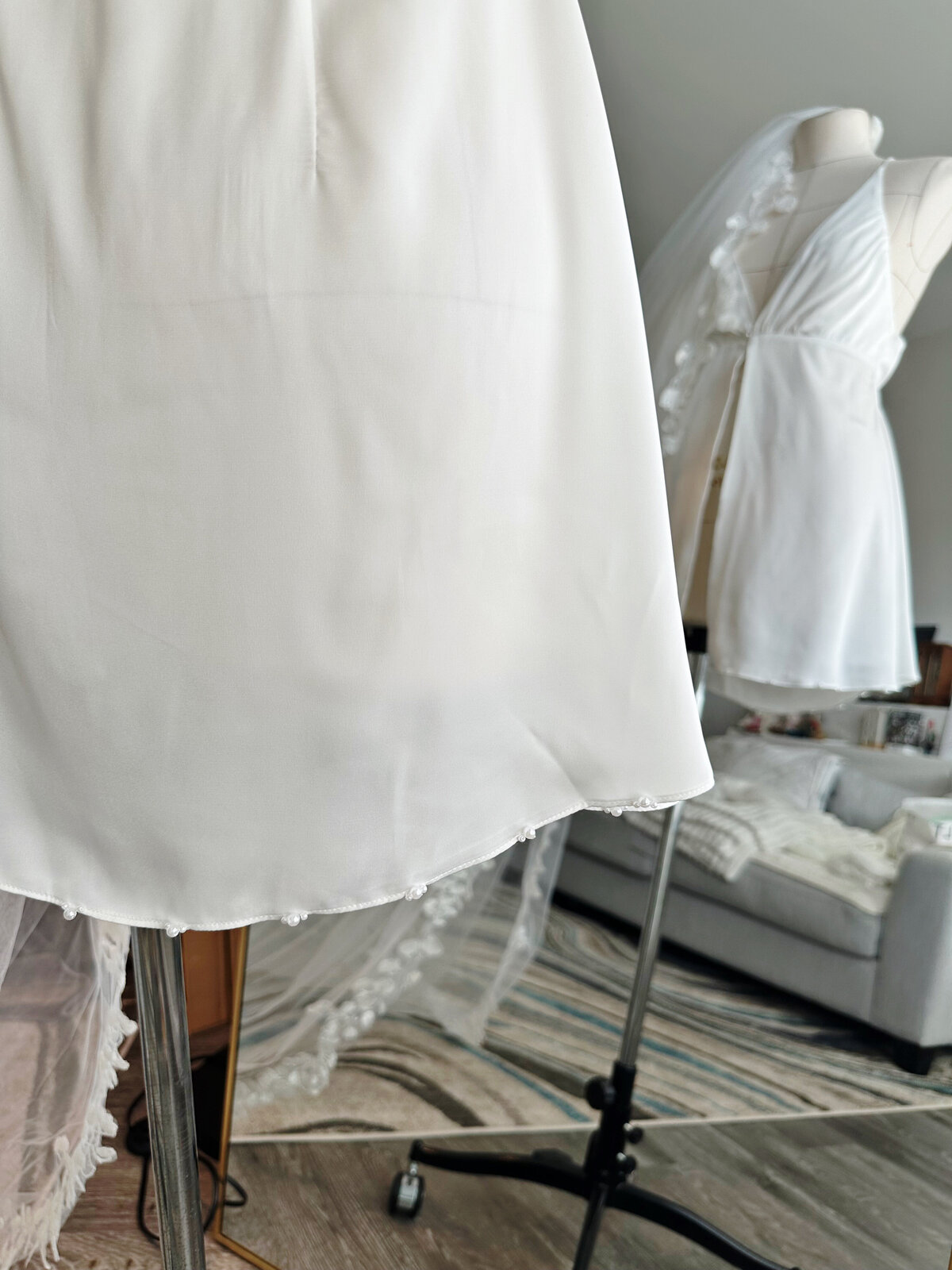 Custom satin slip gown designed for effortless elegance and comfort
