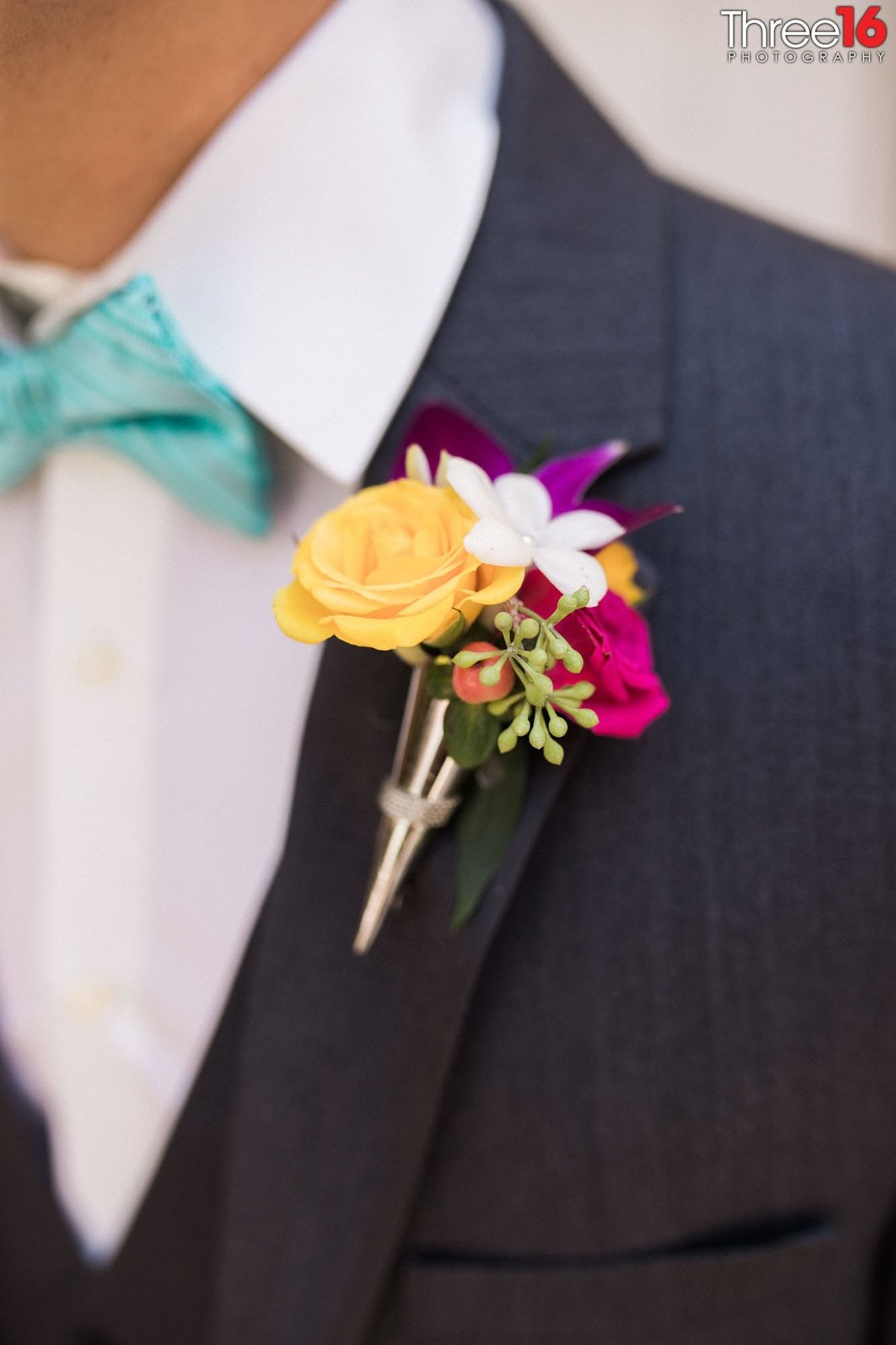 Groom's colorful Boutonniere