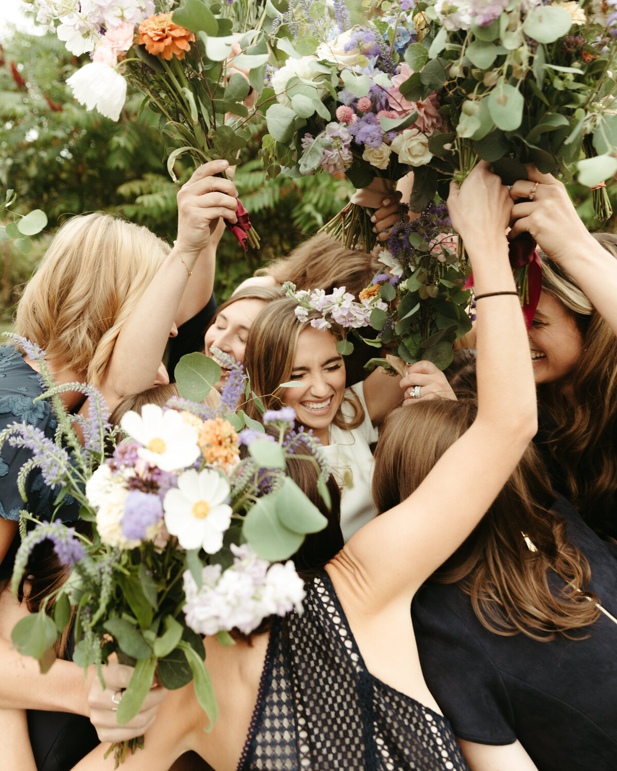 Wedding party and bouquets