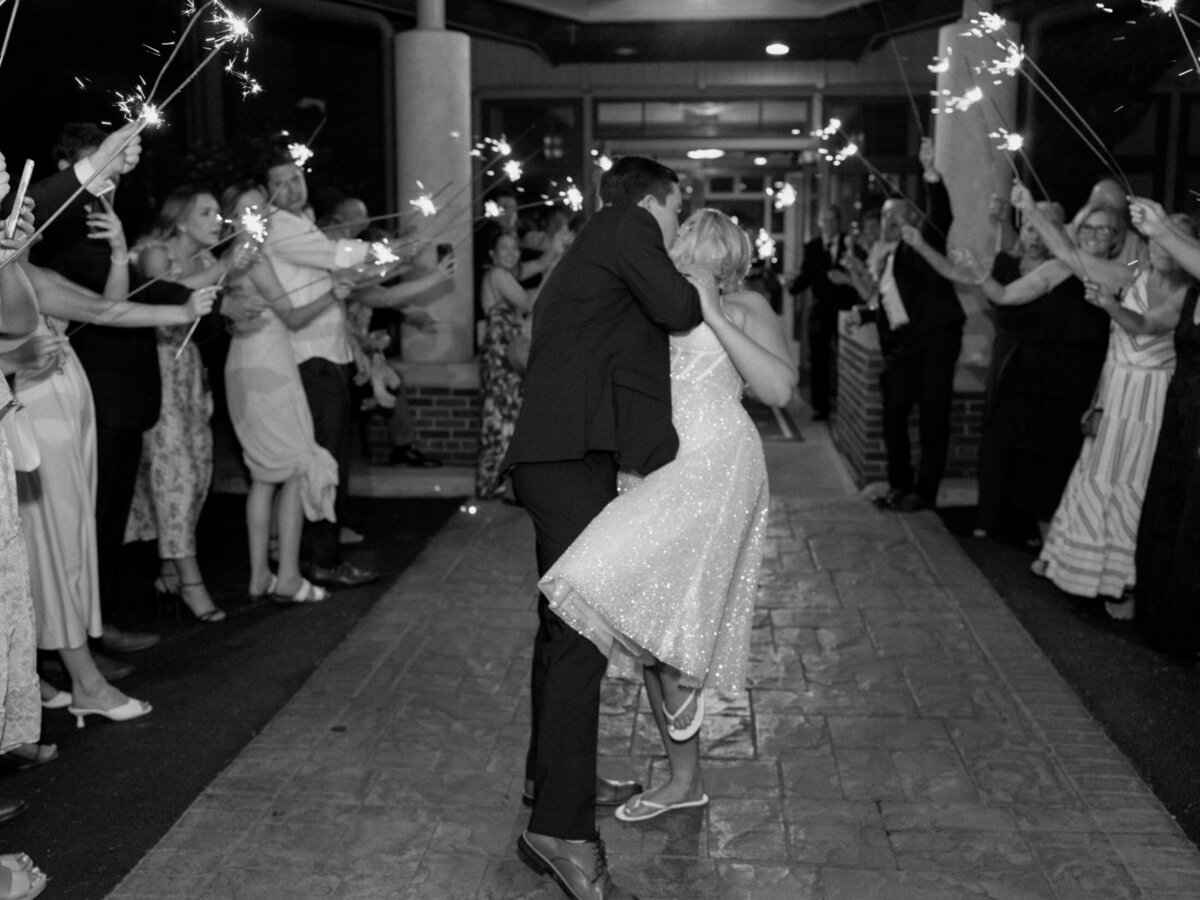 Bride and groom sparkler exit at Cleveland Yachting Club