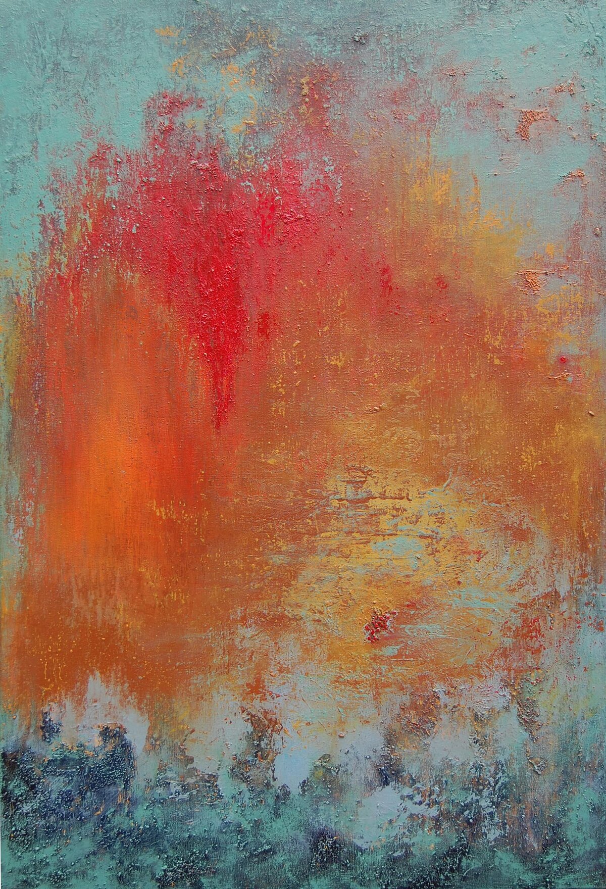 Andrea_Cermanski_Vermillion_Orange_Green_Turquoise_Abstract_Painting_on_Canvas