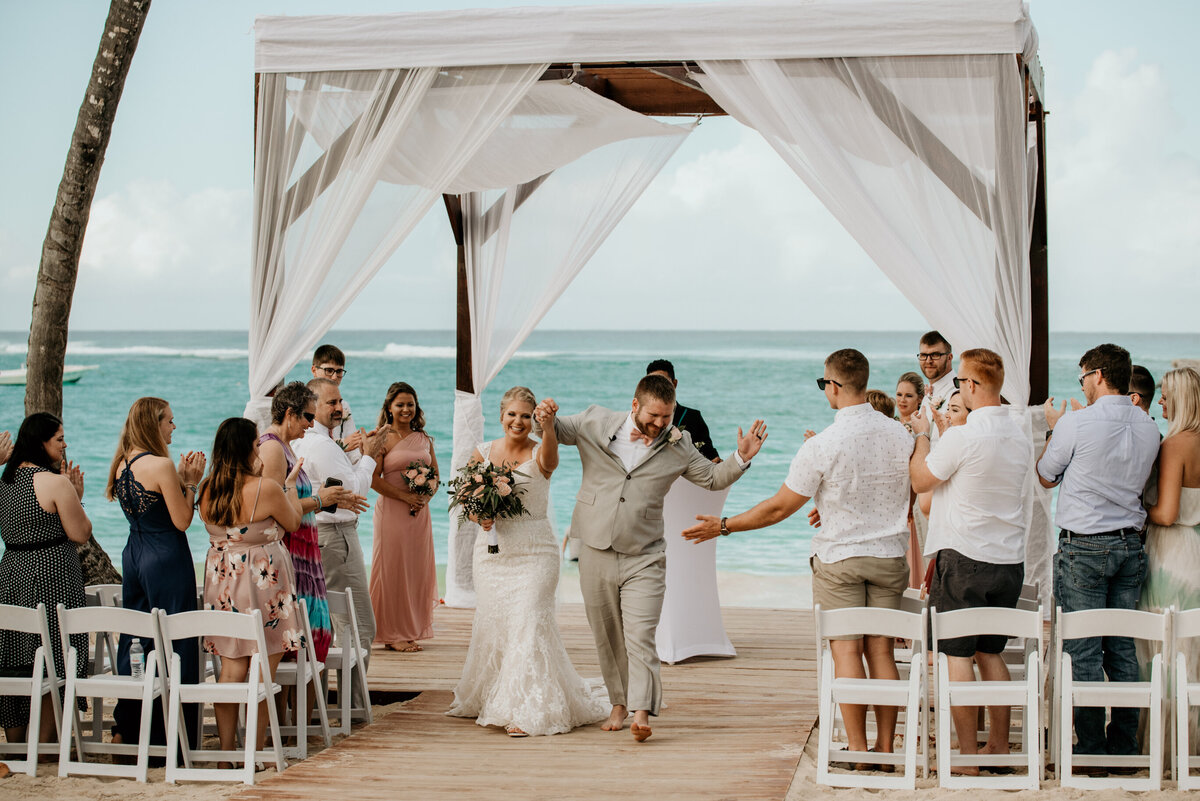 punta cana ceremony exit beach wedding pictures