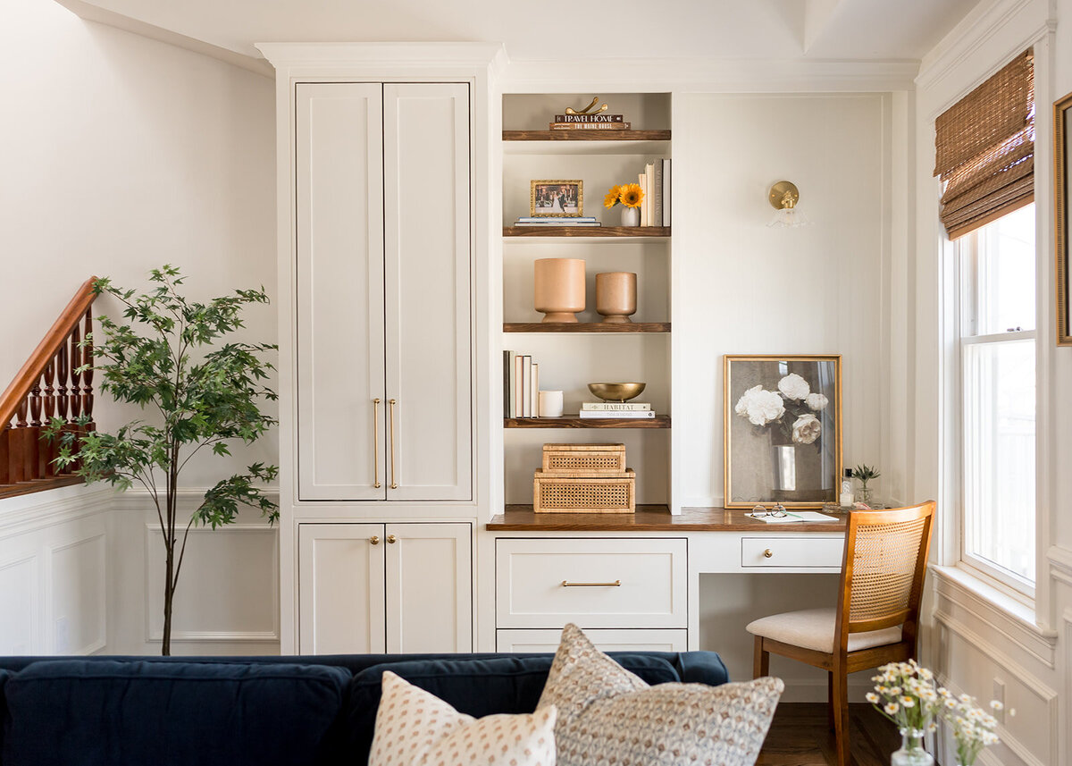 melinda chesson interiors boston desk nook with tree in corner