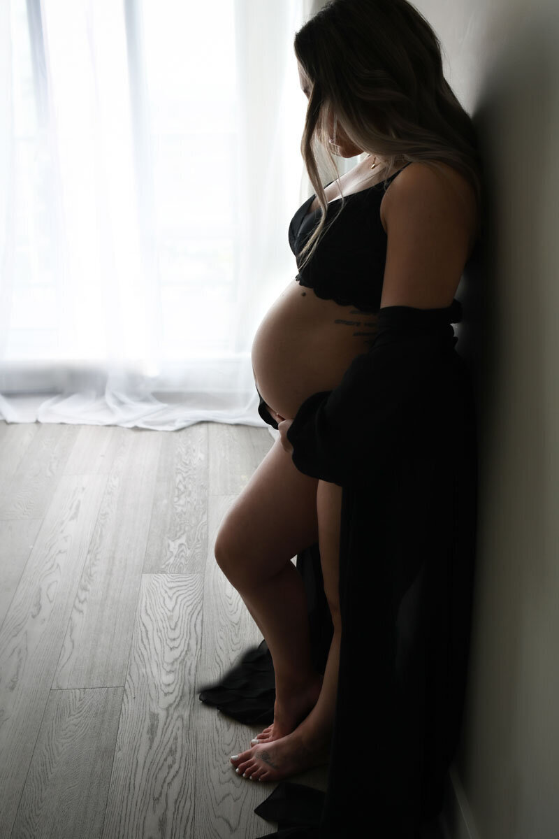 Maternity gown on pregnant woman in pregnancy photos vancouver