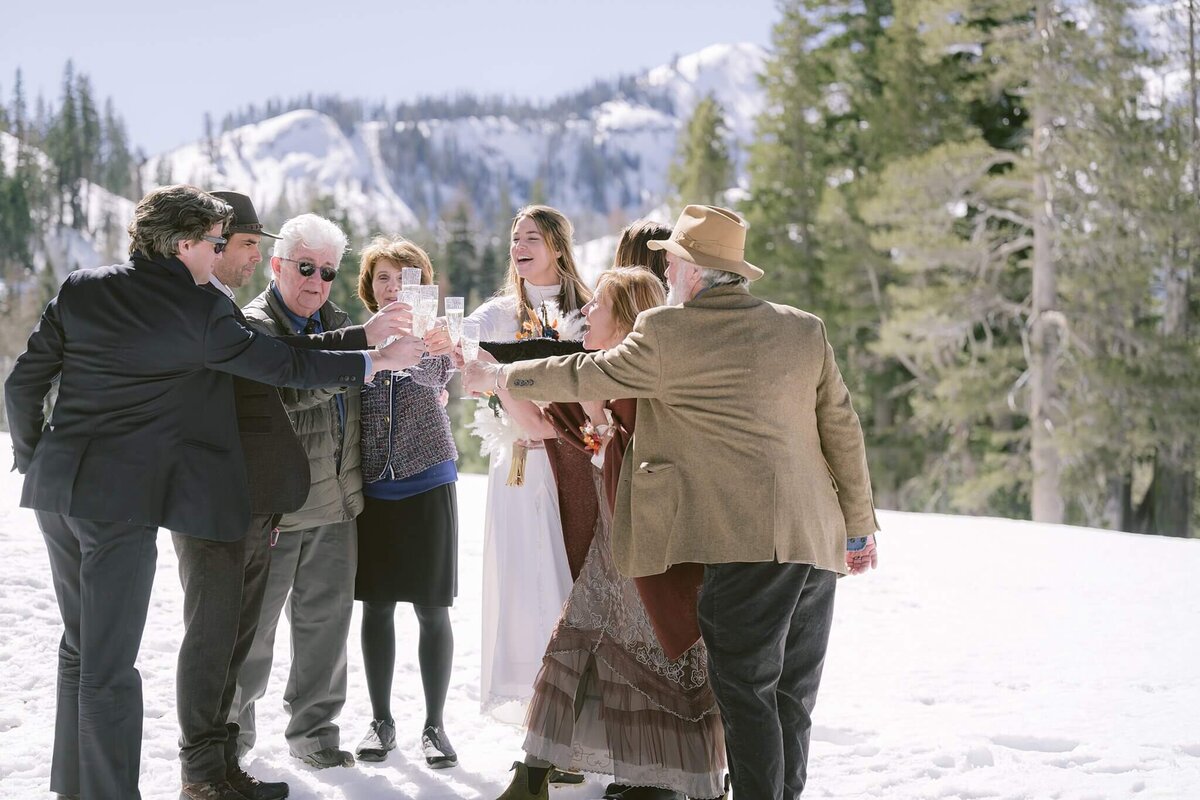 winter elopement toast champagne toast