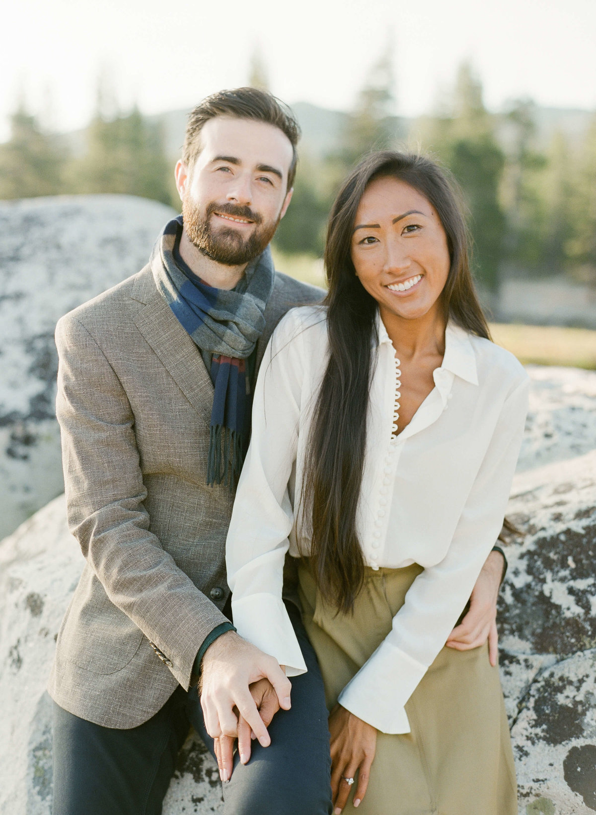 38-KTMerry-destination-engagement-smiling-couple-Yosemite