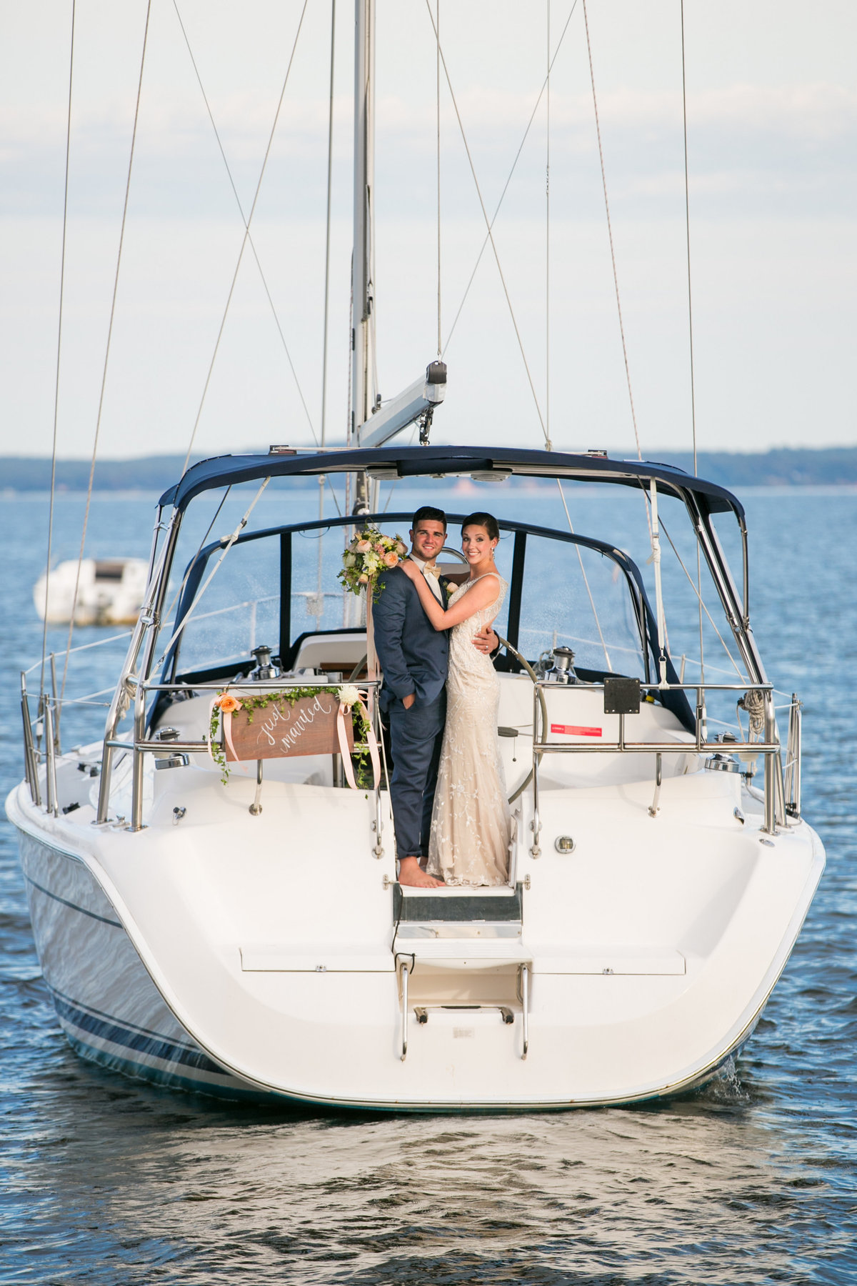 Wedding sendoff on a boat Maryland wedding