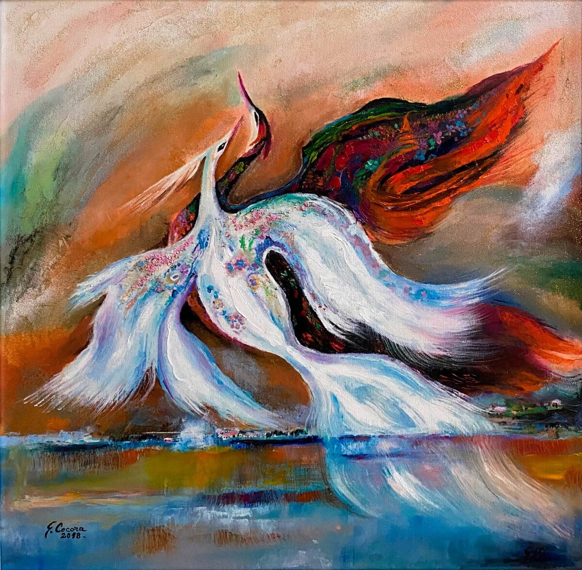 BIRDS OF FIRE AND WATER | 70 x 50 cm (WxH) (10)