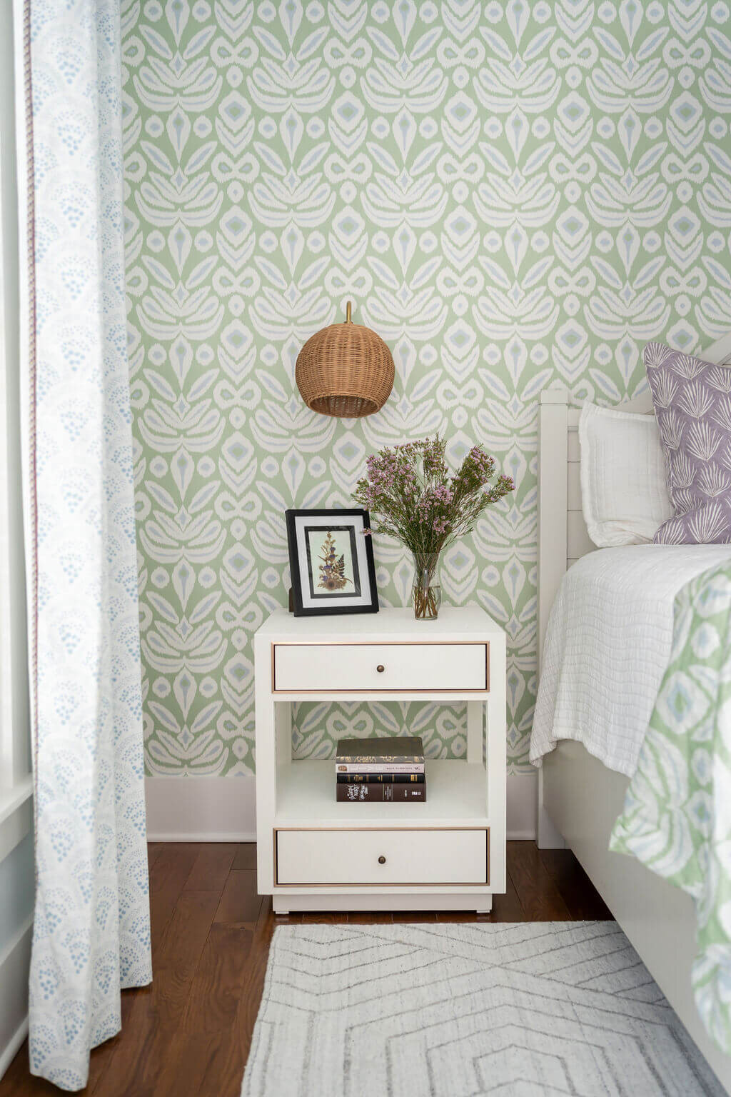 sweet southern home craftsman cutie white bedside table in bedroom