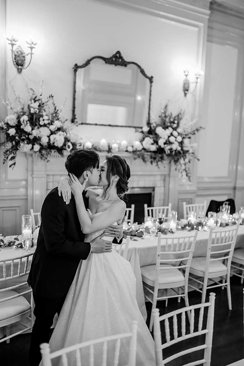 Black and White Film Wedding Photos at Reception