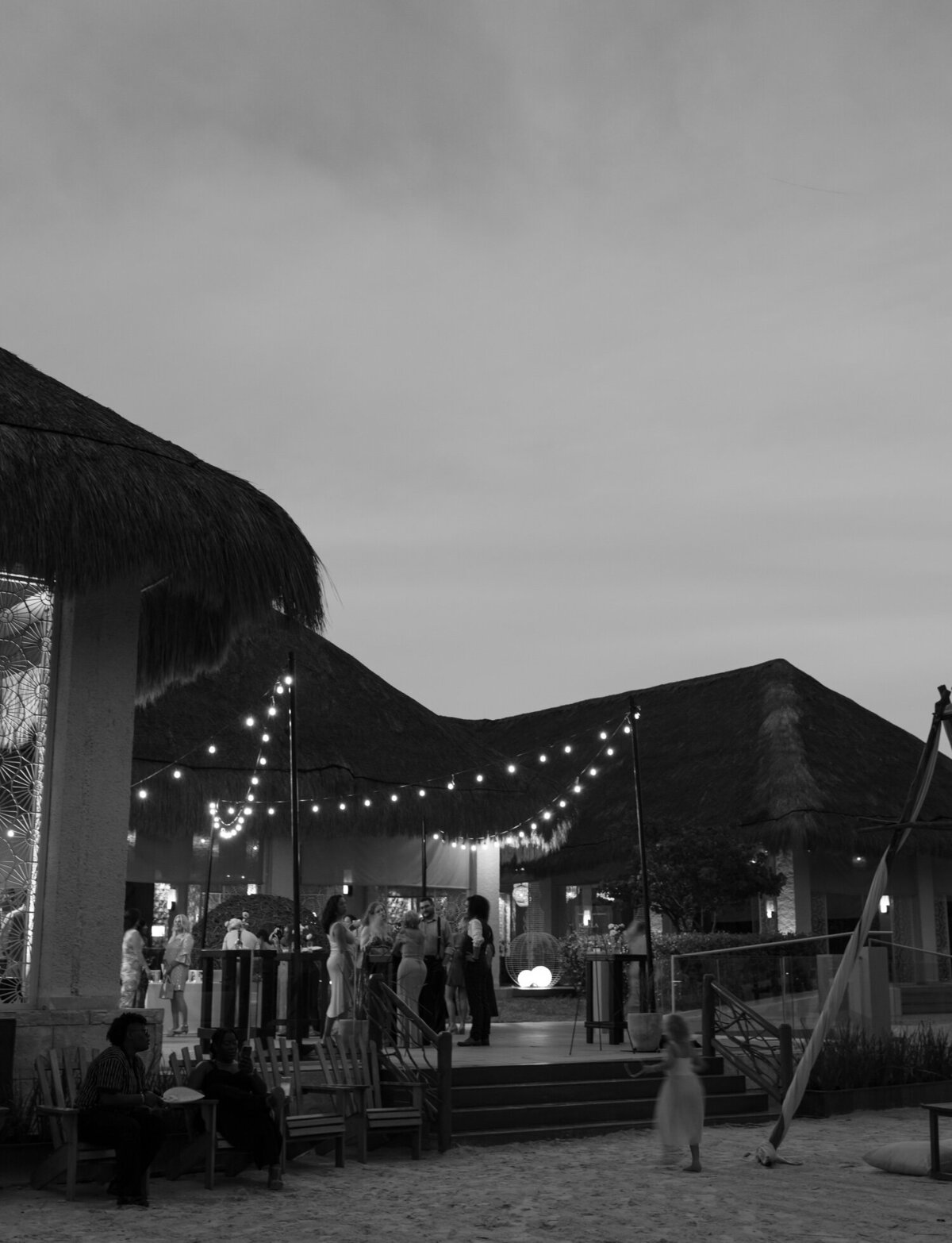 dusk with strand lights, Mexico wedding reception, Paradisus Playa del Carmen wedding