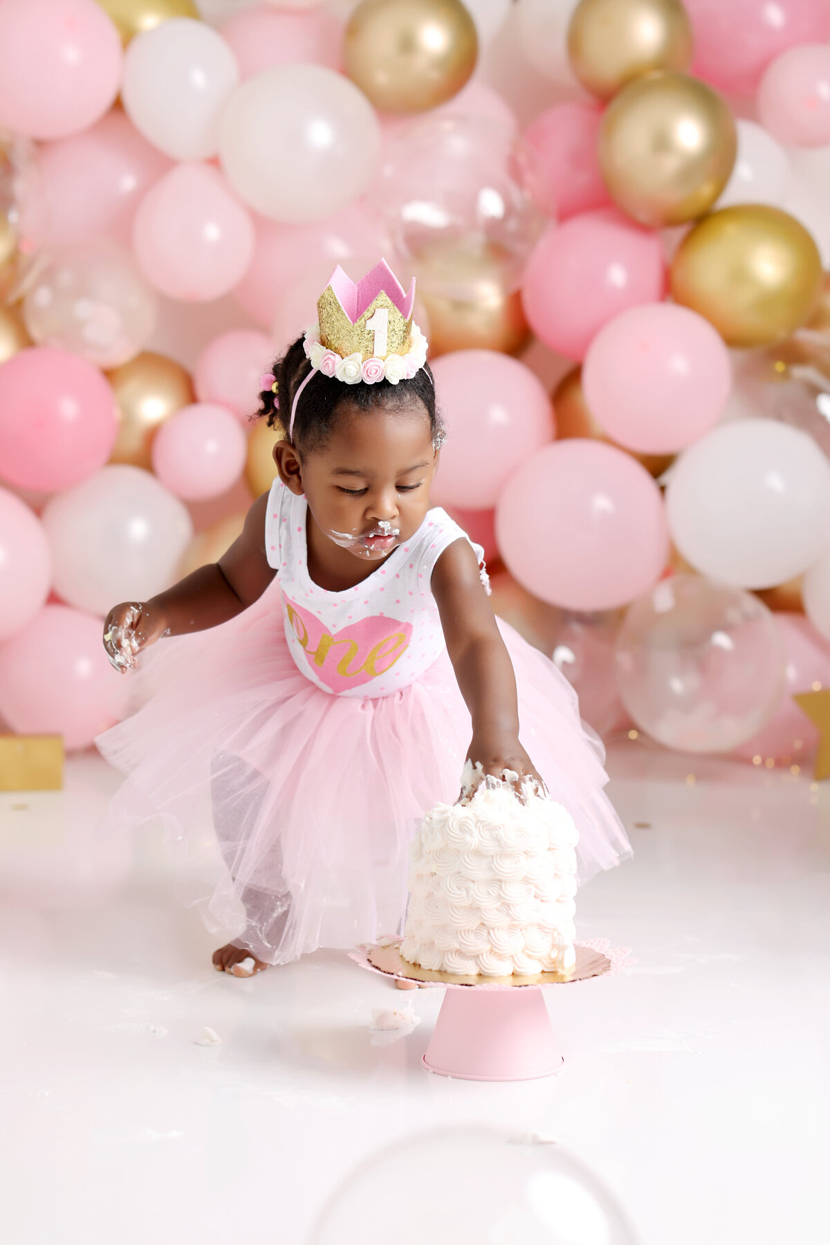 Cake Smash with Pink Balloons