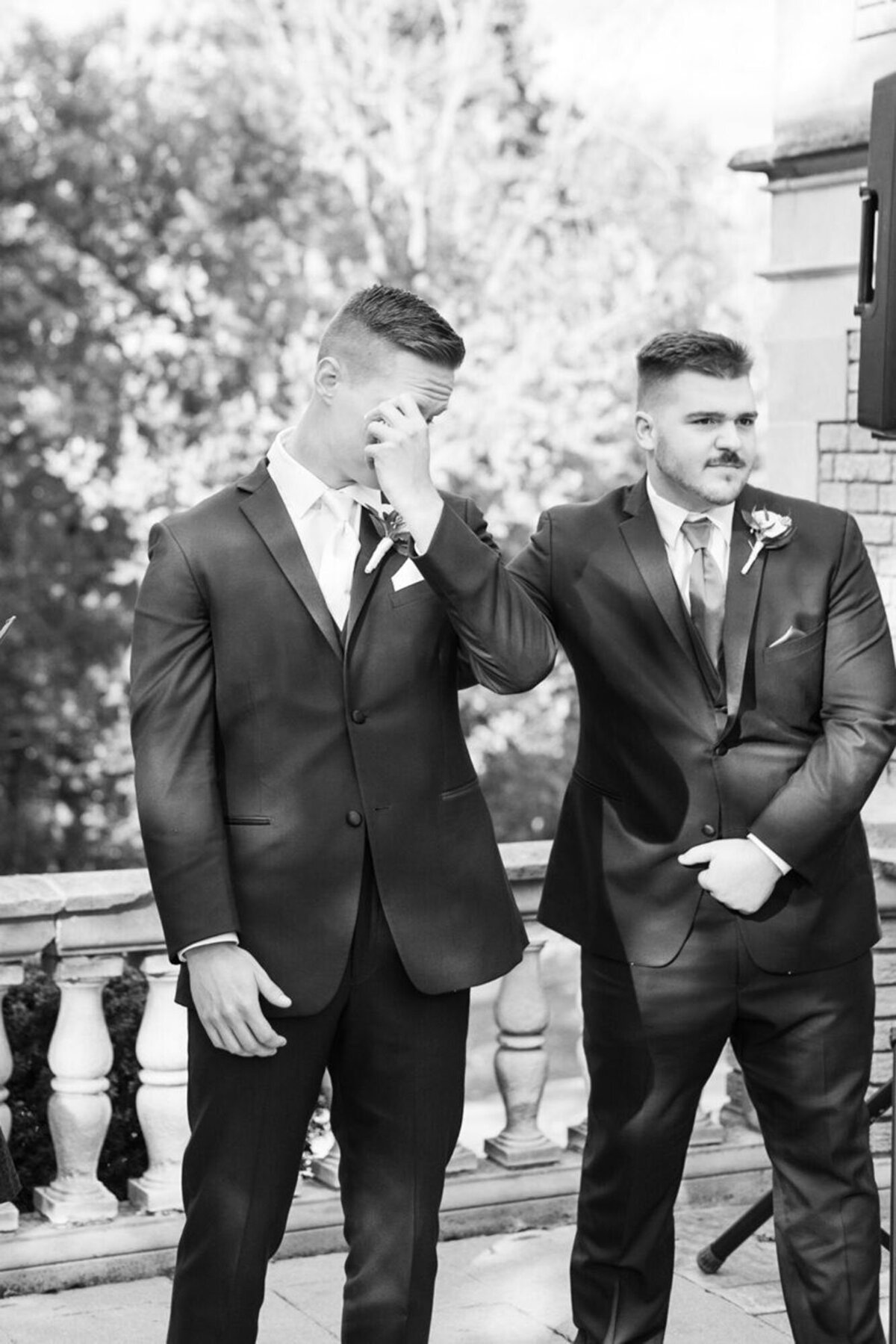 Groom crying at ceremony, by Wedding photographer​ in Detroit, MI, Courtney Rudicel