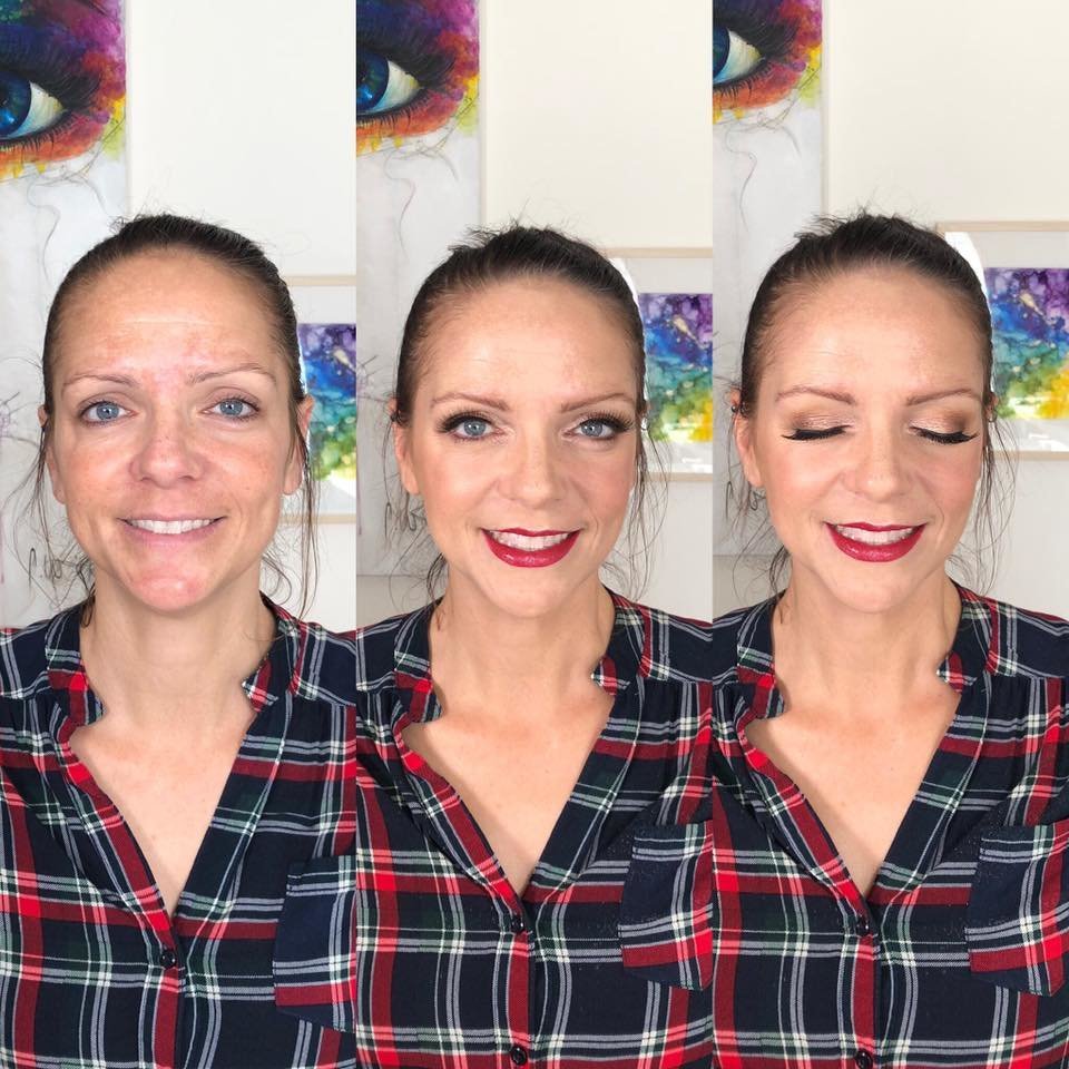 Special Event Before adn After Makeup Bold Red Lip