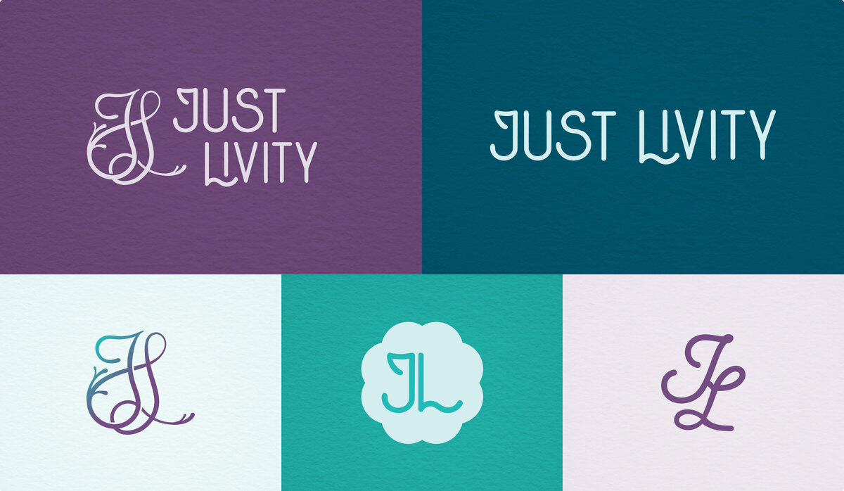 5 logo variations for the brand Just Livity.