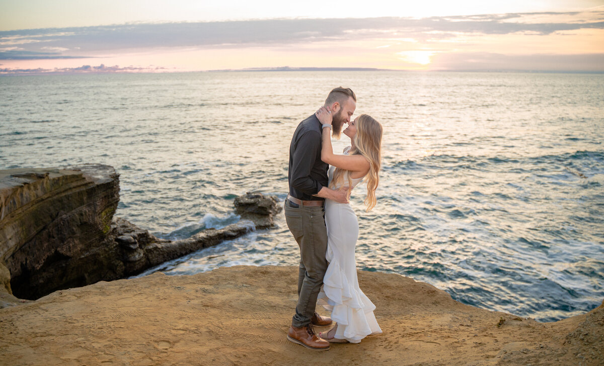 Couple Sunset Cliffs  Elopement