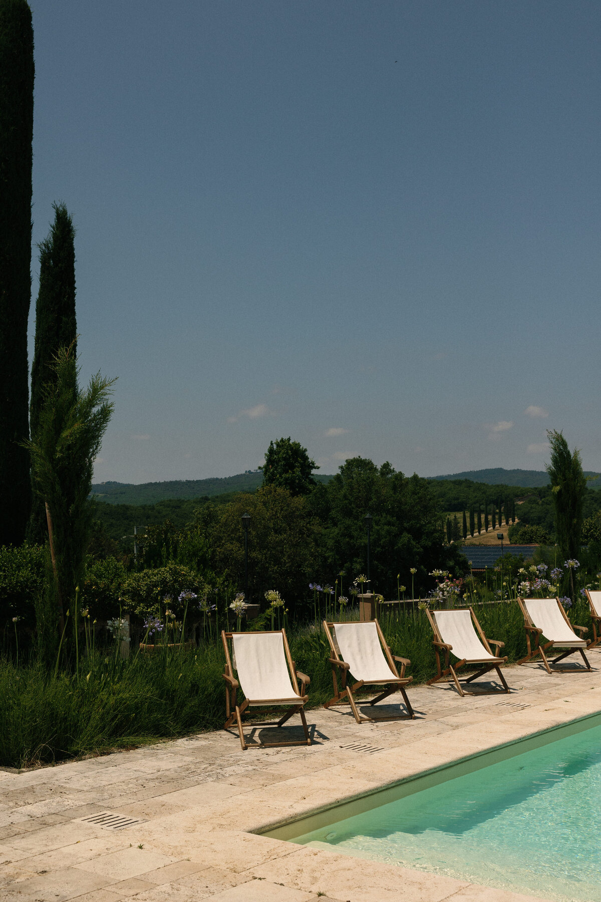  the pool on the morning of the wedding at Villa La Selva