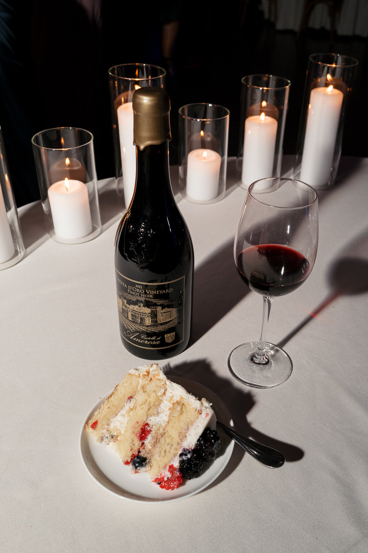 Late night details at autumn winery wedding