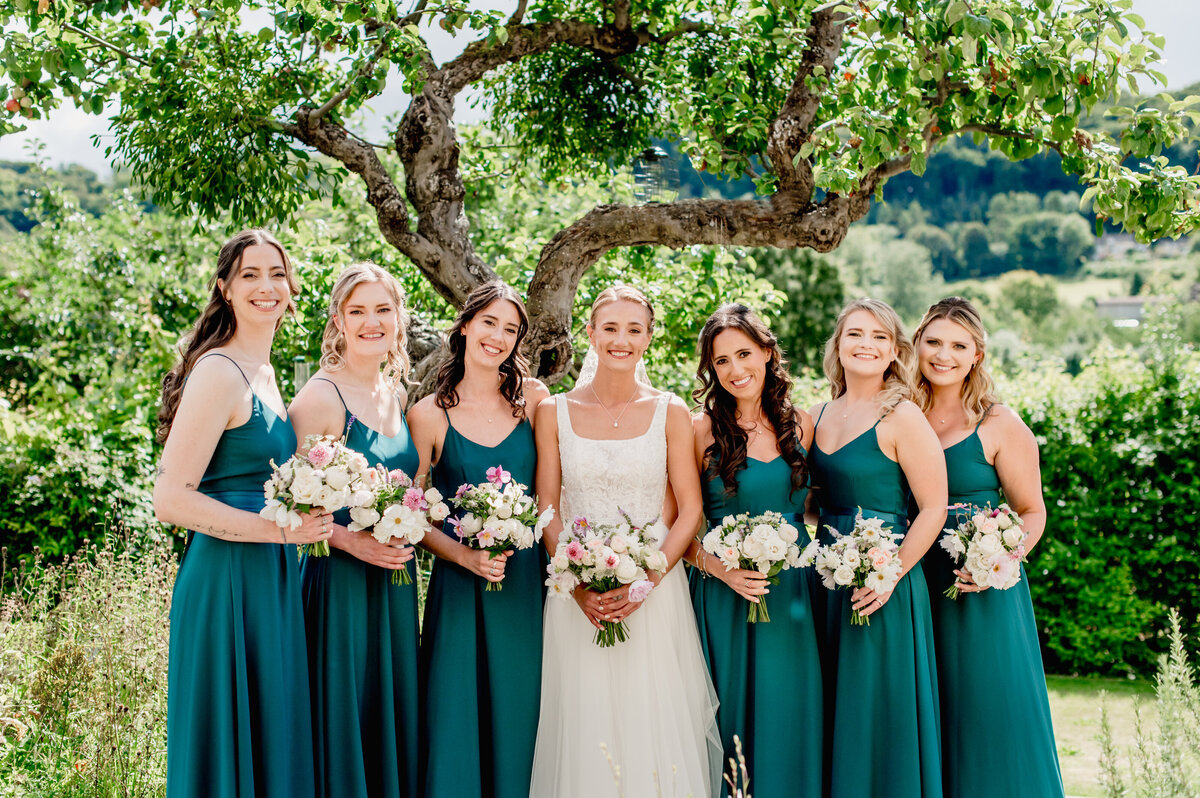 Bride and Bridesmaids Painswick Wedding
