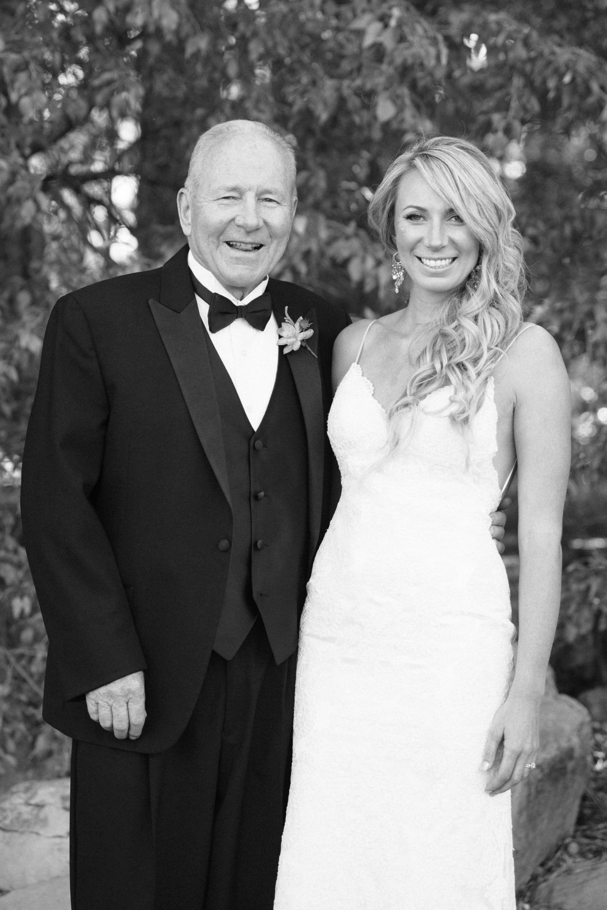 bride with her dad, Lake Tahoe CA