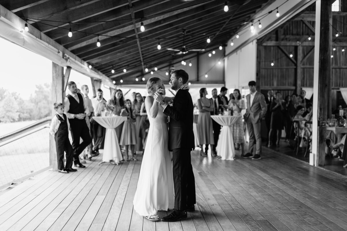 Black and white first dance at wedding