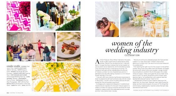 B Inspired magazine spread feature, "Women of the Wedding Industry" article featuring Kariss Farris.