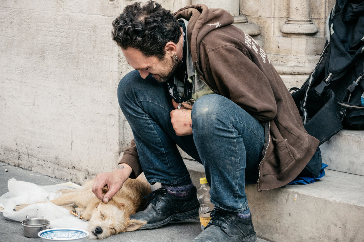 Man with pet dog