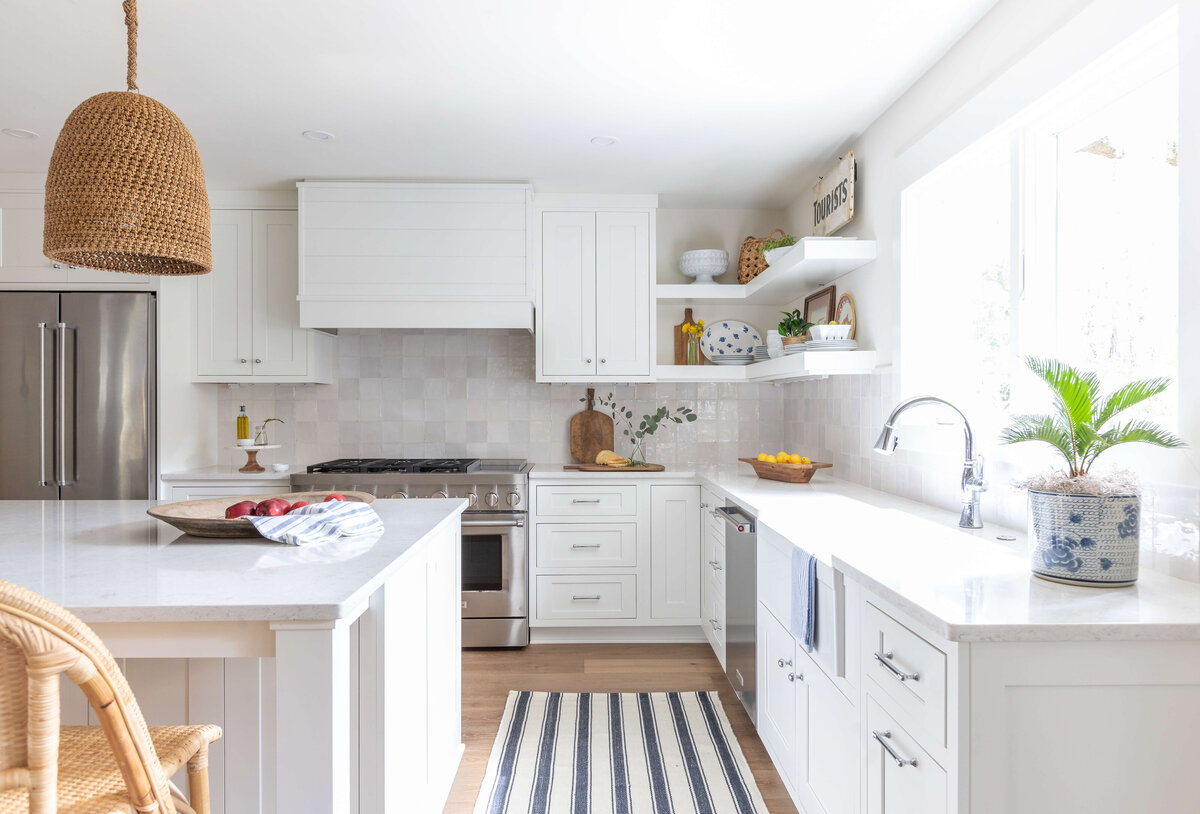 Amelia Island Coastal Bungalow Lola Interiors white kitchen