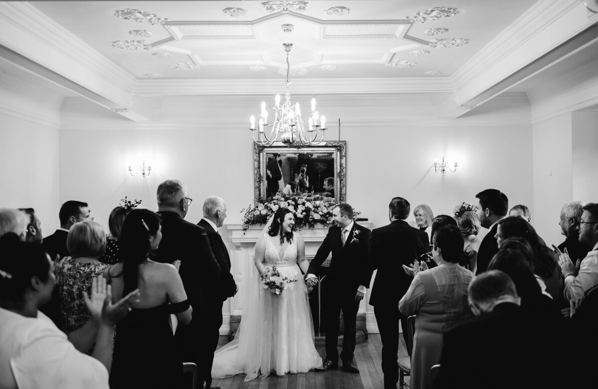 black and white image of the ceremony