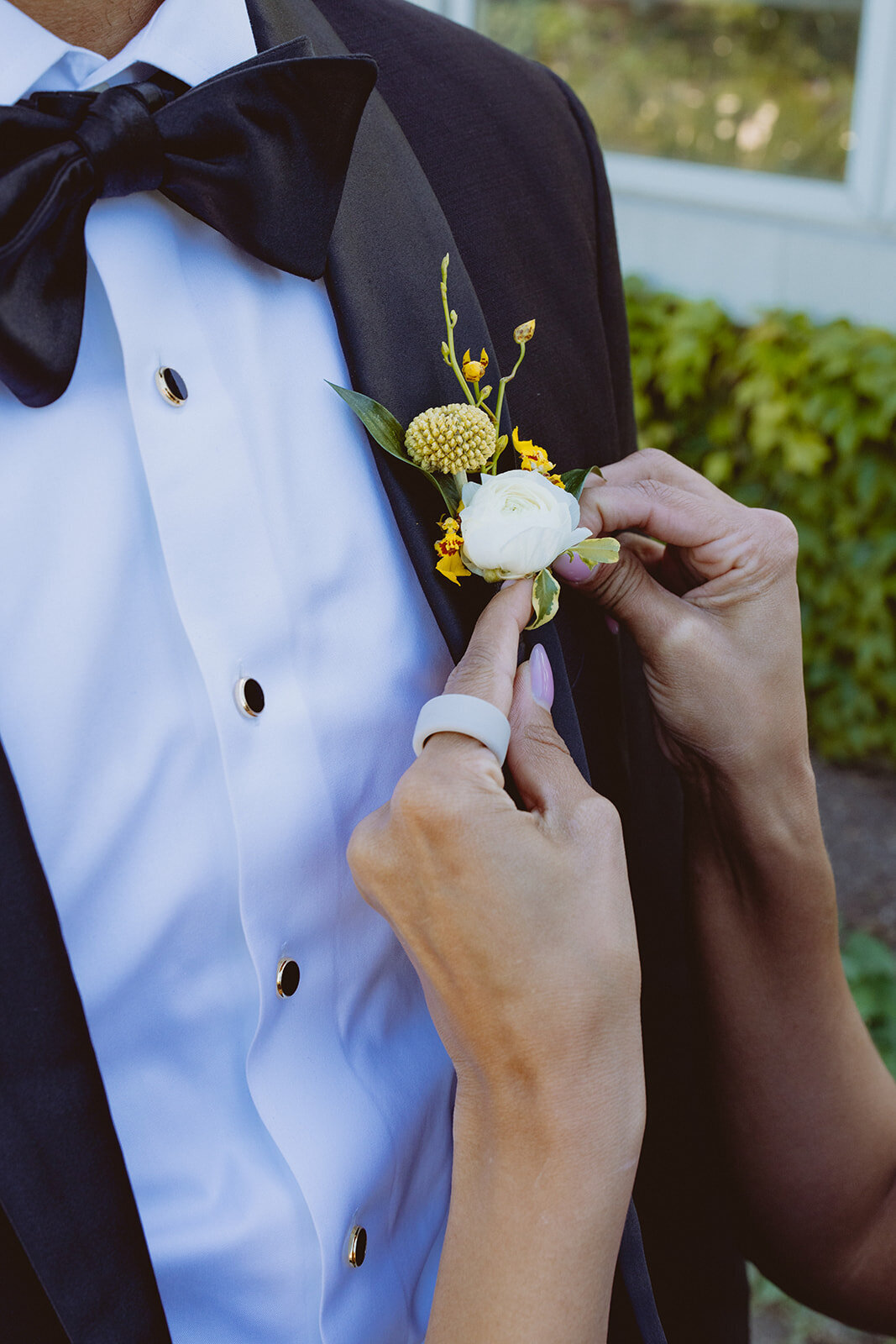 yellow detailed boutonniere unique