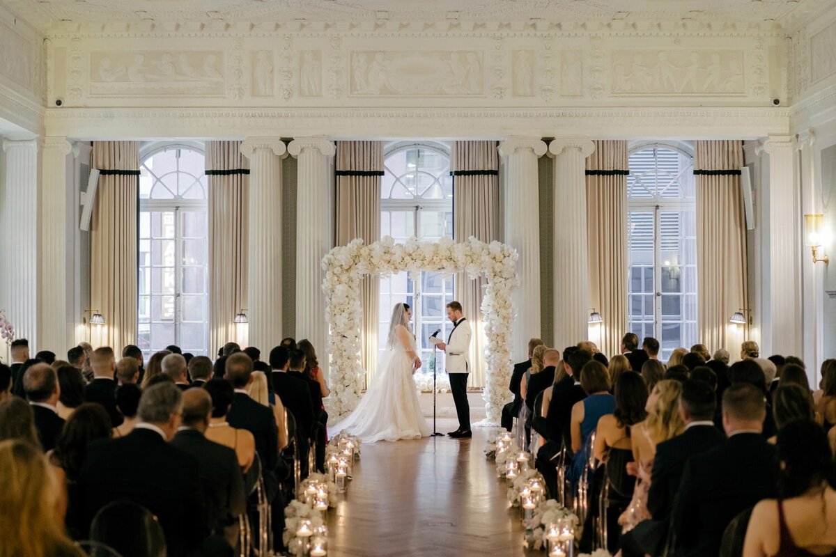 romantic ceremony with white flowers