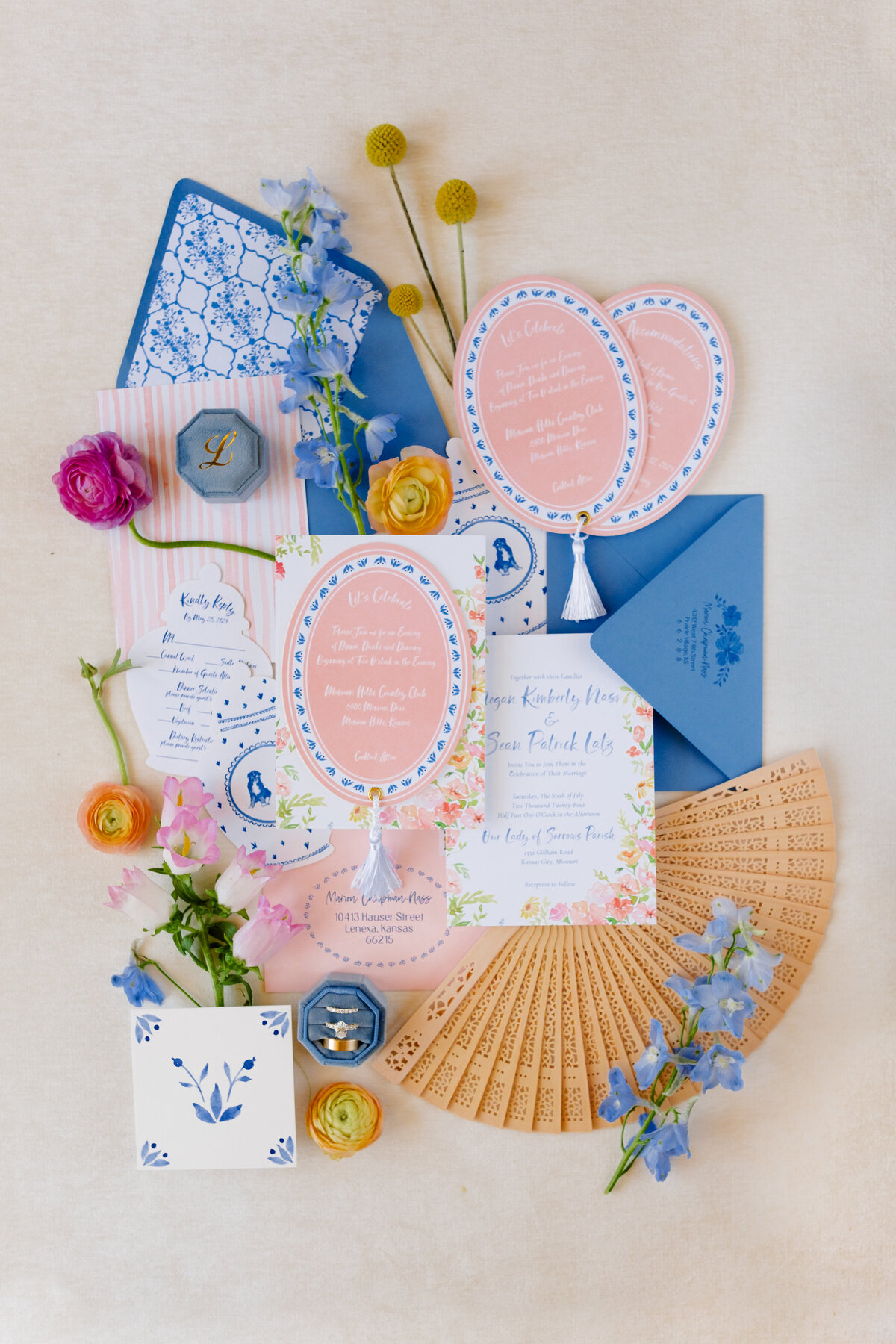 invitation suite at Mission Hills Country Club Kansas City wedding
