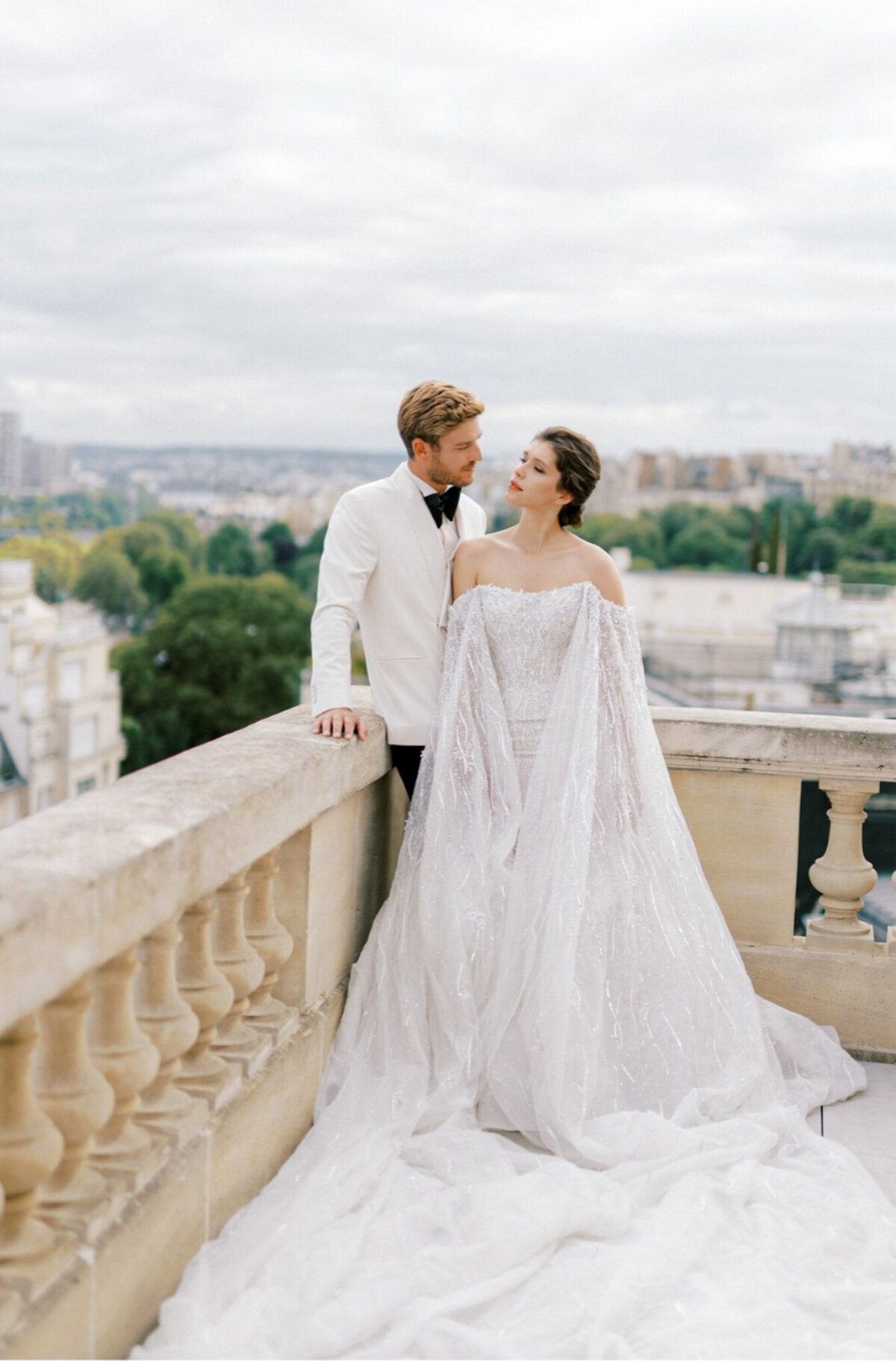 Rooftop wedding in Paris terrace view