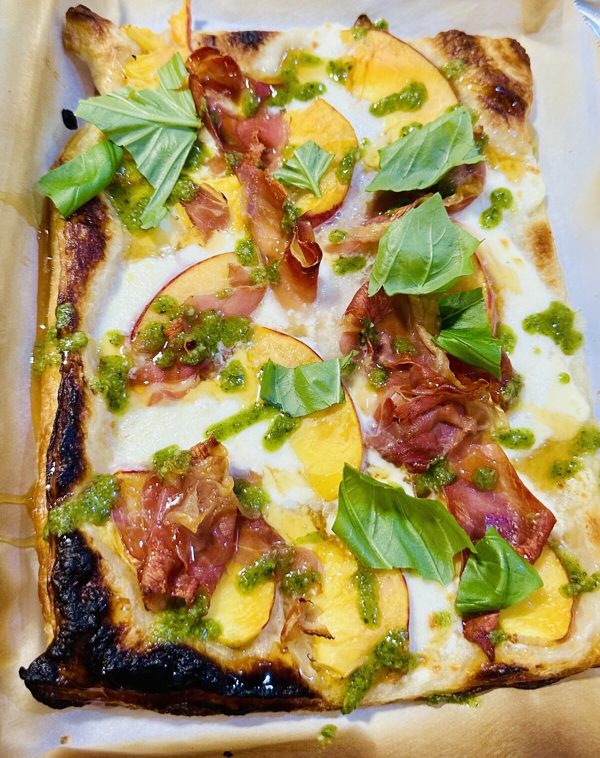 Grateful Gourmet Flat Bread made with fresh organic bacon and your chose of regular or gluten free dough. 