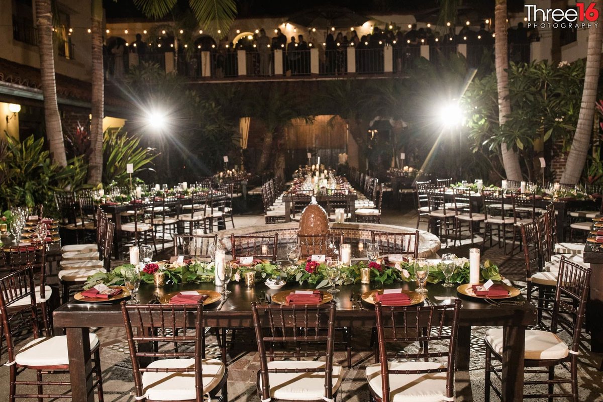 Gorgeous wedding reception setup at the Villa Del Sol