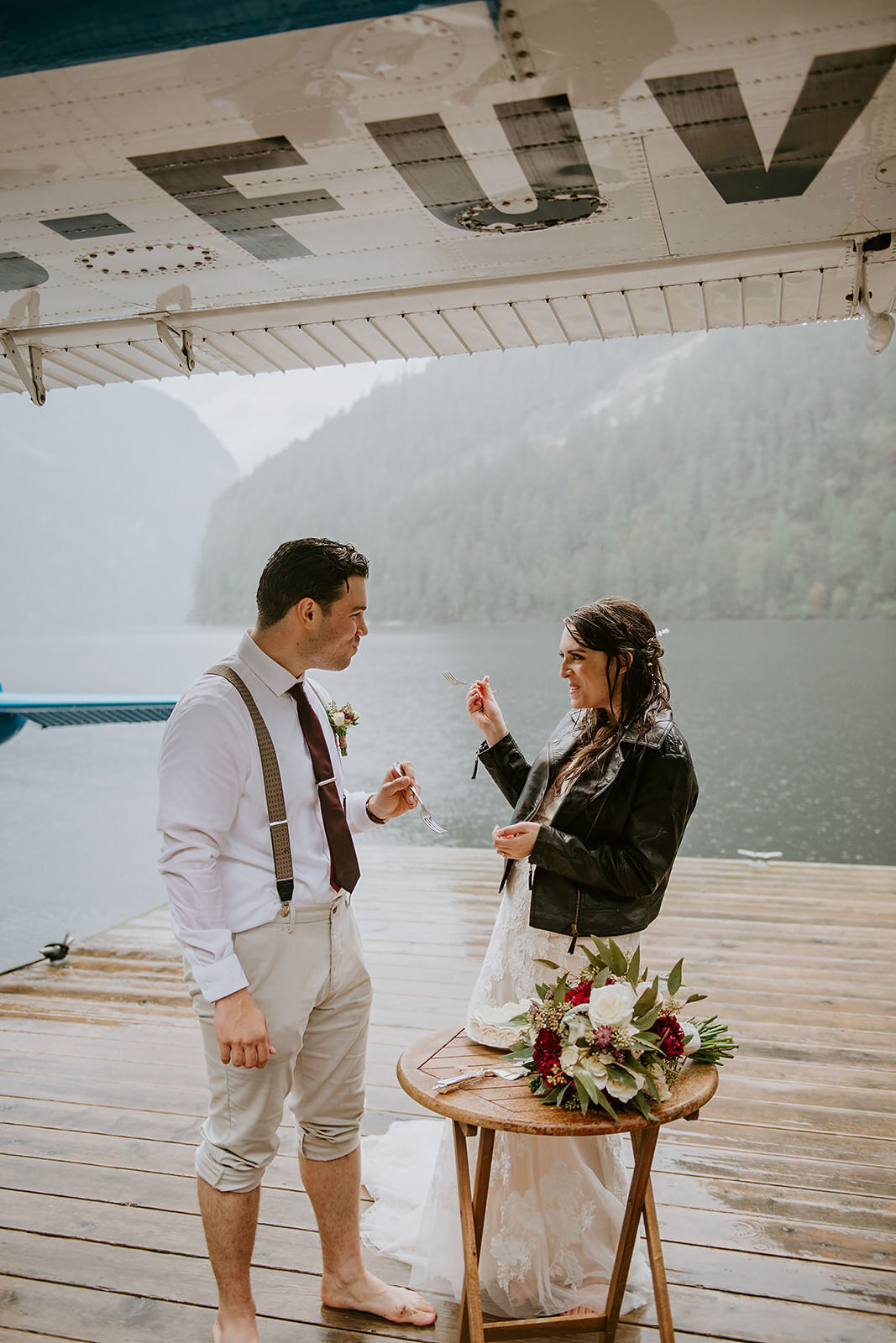 Couple celebrating together just after their Sunshine Coast B.C elopement
