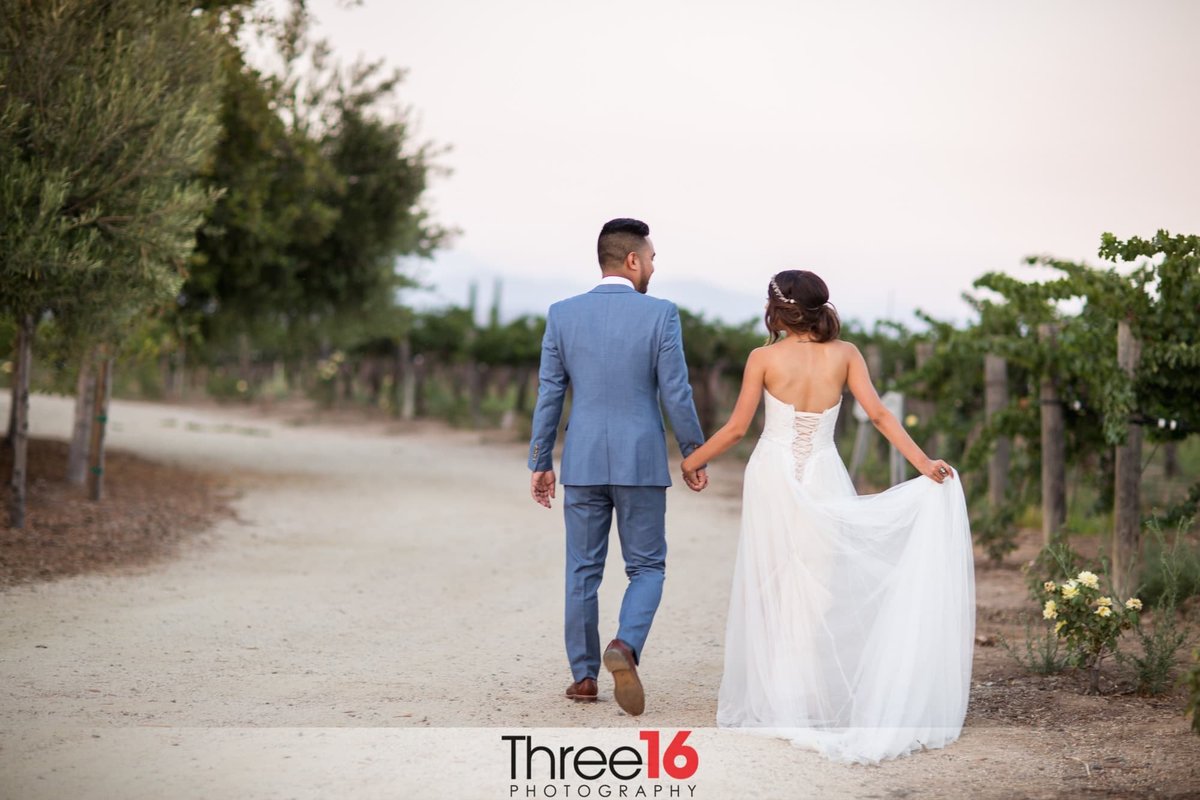 Bride and Groom going for a walk just after the wedding