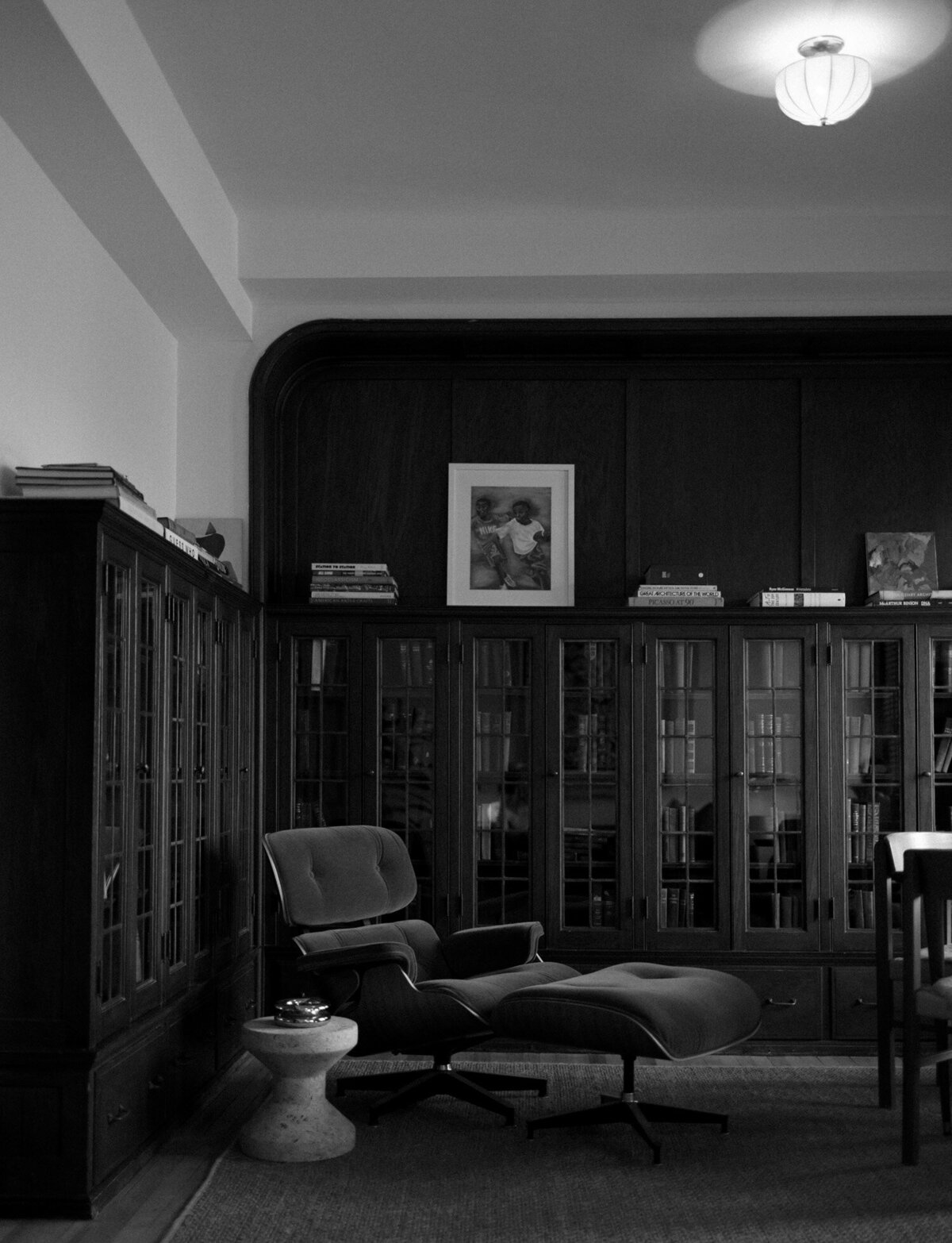 upholstered reclining chair with corner bookshelves, ALEO Detroit, Little village