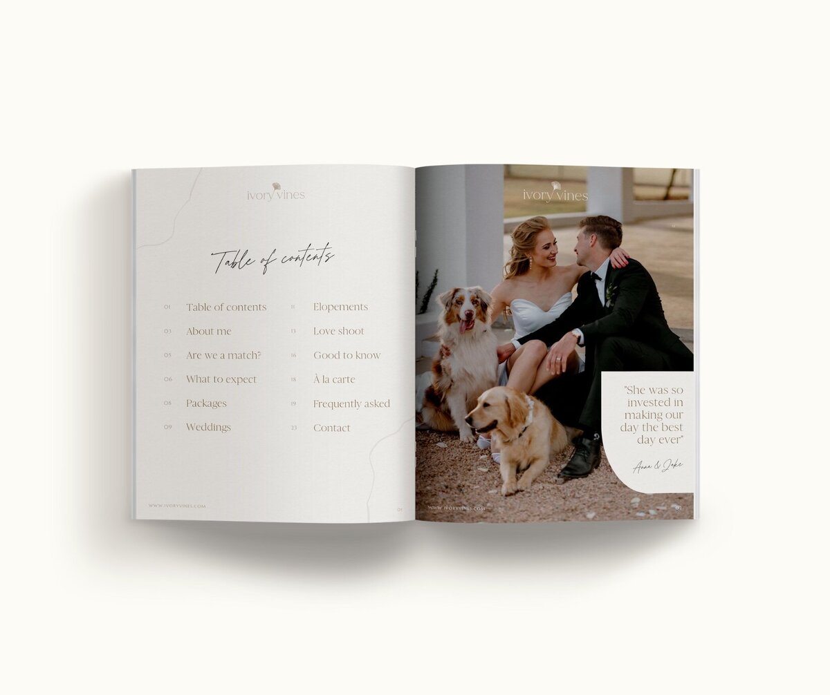 Neutral pricing guide template for photographers Ivory Vines  3