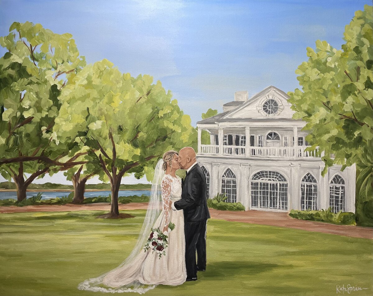 painting of bride and groom